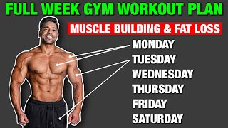 Full Week Gym Workout Plan  Muscle Building amp Fat Loss [upl. by Justicz]