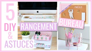 5 DIY amp ASTUCES FACILES  BUREAU  Rangement amp Organisation 2 [upl. by Sauers]