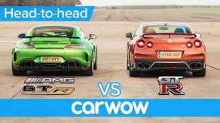 MercedesAMG GT R vs Nissan GTR DRAG RACE ROLLING RACE amp BRAKE TEST  HeadtoHead [upl. by Adnale]