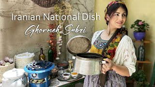 22 National Dish Of IRAN I Cooked Ghormeh Sabzi In My Village  Persian Herb Stew 🌿💋🔥 قرمه سبزی [upl. by Wash958]