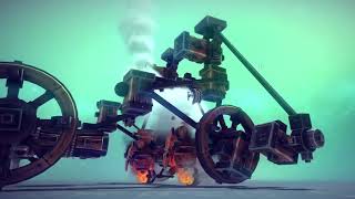 TwoPiston Basic Steam Engine Car  Besiege [upl. by Nannoc]