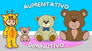 Aprender aumentativo e diminutivo das palavras  Vídeo educativo com atividades [upl. by Umeko]