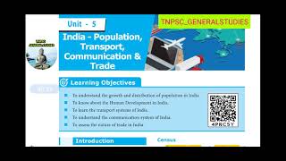 10th Geography  Unit 5 India  Population Transport Communication and Trade  Part 1 [upl. by Roleat]