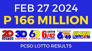 Lotto Result February 27 2024 9pm PCSO [upl. by Ettena]