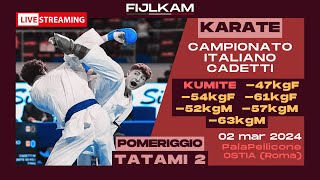 KARATE  Campionato Italiano Cadetti 2024  Day2 pomeriggio Kumite  Tatami2 [upl. by Nabroc]