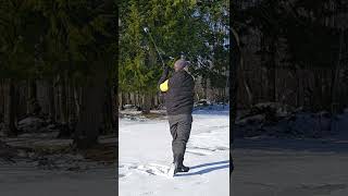 Slow Motion 6 Iron Golf Shot in Snow golf randygibsongolf cobragolf golfshot [upl. by Onairotciv]