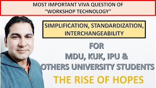 MI VIVA QUESTION OF WORKSHOP TECHNOLOGY SIMPLIFICATION STANDARDIZATION INTERCHANGEABILITY VIVA [upl. by Notlok]