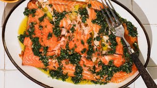 Hot Smoked Salmon With Salsa Verde [upl. by Sixela]