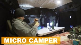 Cold Stealth Camping in Micro Camper Ford Transit Connect [upl. by Dacie]