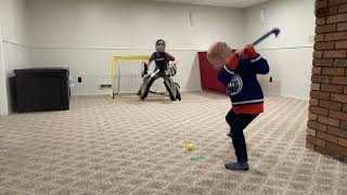 Amazing knee hockey mini stick goals from a 4 year old [upl. by Robinet]