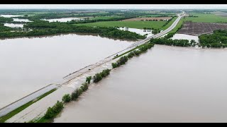 Drone video of the flooded Kansas Turnpike [upl. by Edwine]