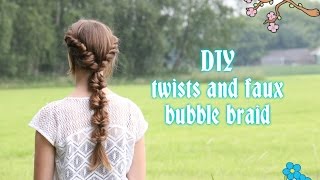 How to DIY Twists and Faux Bubble Braid  Yiyayellow Hairstyles [upl. by Andrus63]