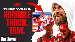 CHIEFS PLAYERS REACT TO KELCE AND MAHOMES’ HIGH SCHOOL HIGHLIGHTS [upl. by Enialedam891]