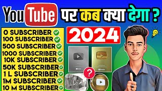 🔥YouTube Kab Kya Deta Hai 2024  YouTube Par Kab Kya Milta Hai  Youtube Award Kaise Milta Hai 🤔 [upl. by Quigley]