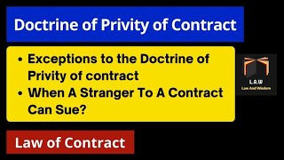 Doctrine of Privity of Contract  Exceptions  Stranger Can Sue [upl. by Ymer]