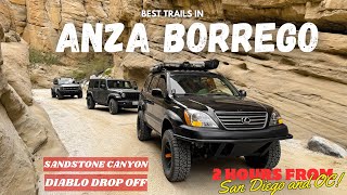 Desert Camping and Exploring In Anza Borrego  Diablo Drop Off Sandstone Canyon [upl. by Bach300]