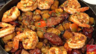 Cajun Shrimp Sausage And Potato Skillet  Potato Skillet [upl. by Cohla]