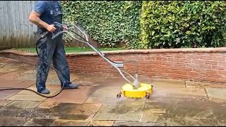 Pressure washing this dirty Indian Sandstone Patio how did it turn out [upl. by Yanal]