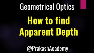 How to find Apparent Depth  Lecture I Geometrical Optics GuruprakashAcademy [upl. by Hawkie159]