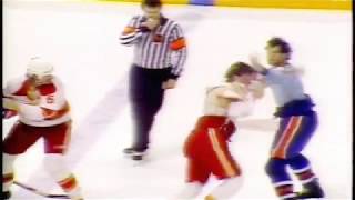 Dave Semenko vs Joel Otto April 4 1986 [upl. by Arihas]