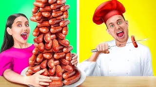 GIANT vs SMALL PLATE  24 HRS Eating Challenge  Last To Stop Wins Food Situations by 123 GO FOOD [upl. by Dael]