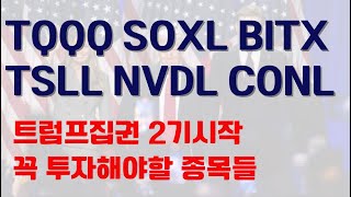 미국주식 트럼프집권 2기시작 꼭 투자해야할 종목들은 무엇일까 ft TQQQ SOXL BITX TSLL NVDL CONL [upl. by Atilol]