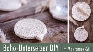 Untersetzer im BohoMakramee Stil  DIY mit einer selbstgebauten Strickliesel  sehr einfach amp schön [upl. by Alleinnad]