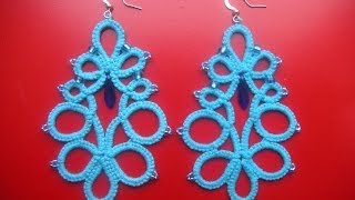 15 TUTORIAL ORECCHINI PERLE CHIACCHIERINO AD AGO EARRINGS NEEDLE TATTING Frivolitè Encaje фриволите [upl. by Llerot]