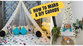 DIY Canopy  How To Make A Canopy Bed  Easiest Way To Make A Canopy Bed [upl. by Anairol]