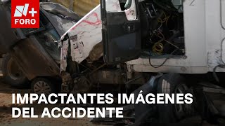 Accidente en la MéxicoPuebla Así quedaron los autos embestidos por tráiler  Las Noticias [upl. by Roehm405]