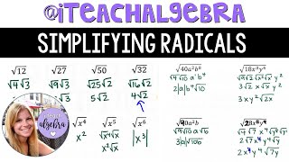 Algebra 1  Simplifying Radical Expressions [upl. by Yseulta]