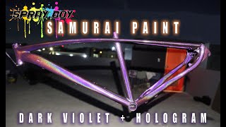 MTB COLE FRAME REPAINT  DARK VIOLET  HOLOGRAM SAMURAI PAINT [upl. by Sivert]