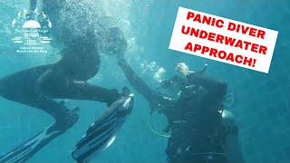 PADI Rescue Diver Exercise 2  Panic Diver Underwater Approach [upl. by Rekoob]