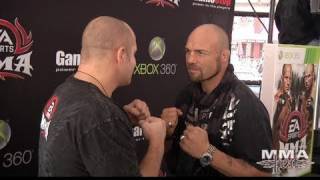 Fedor Emelianenko vs Randy Couture EA MMA Launch Party Fight w Gameplay Action [upl. by Yorztif]