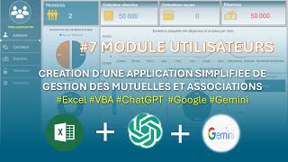 Partie 7 Module utilisateur et fenetre de connexion Gestion Mutuelle Excel VBA New [upl. by Ahsinid121]