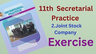 11th secretarial practice Chapter 2  Joint Stock Company  Exercise [upl. by Hortensia164]