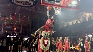 NC State freshman guard Trey Parker dunks over Brandon HuntleyHatfield Ismaël Diouf and Mr Wuf [upl. by Sidoma]