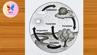 Water Cycle Diagram of A School Project easy  How to draw Water cycle Diagram  Science Project [upl. by Winifield111]