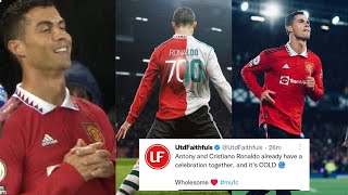 Football community reacts to Cristiano Ronaldos 700th club goals  Manchester United vs Everton [upl. by Ailemor635]