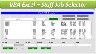 VBA Userform  Staff Job Allocator [upl. by Guenzi]