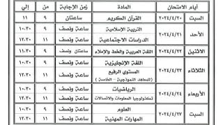 جدول امتحانات الصف الرابع والخامس الابتدائي الترم الثاني 2024 الأزهر الشريف [upl. by Ennaeus107]