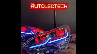 20172024 Kia Stinger GT GT1 GT2 RGBW Flow Series LED DRL Prebuilt Custom Headlights AutoLEDTech [upl. by Aramac200]