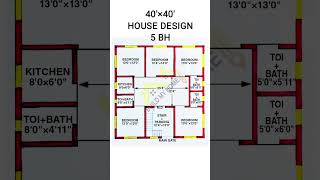 40 x 40 house design 5bhk house plan 40 x 40 ghar ka naksha buildmyhome shorts short trending [upl. by Nibot713]