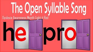 The Open Syllable Song Dyslexia Awareness Month Light it Red opensyllables [upl. by Acirederf]