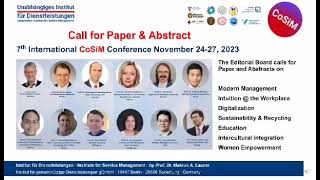 Call for Paper CoSiM Conference 2023 by Prof Dr Markus Launer of Institute for nonprofit Services [upl. by Samled]