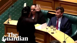 Māori MPs perform haka and disrupt NZ parliament debate on treaty rights changes [upl. by Jenelle942]