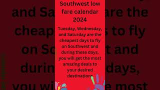 southwest low fare calendar 2024 📅 Calendar 365 📅 [upl. by Bodi]