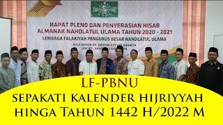 LEMBAGA FALAKIYAH PBNU MENYEPAKATI HASIL HISAB KALENDER HIJRIYAH HINGGA 1442 H2022 M [upl. by Romalda323]