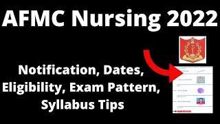 AFMC Nursing 2022Notification Application Form  Dates Pattern Eligibility SyllabusPreparation [upl. by Procora]