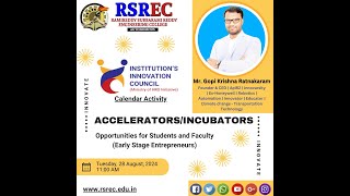 rsrec  iic conducted on Accelerators  incubators earlystage entrepreneur on 2882024 [upl. by Garlanda]